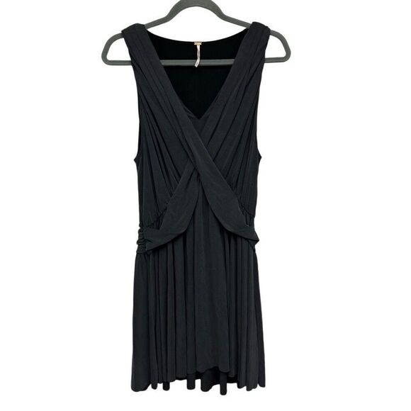 Free people drape cupro black mini dress size medium - Picture 1 of 4